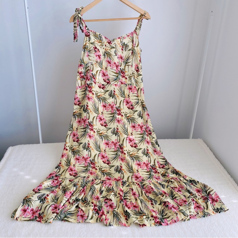 Buffalo David Bitton Tahitian Floral, Sleeveless Maxi Dress, Yellow/Pink, XL